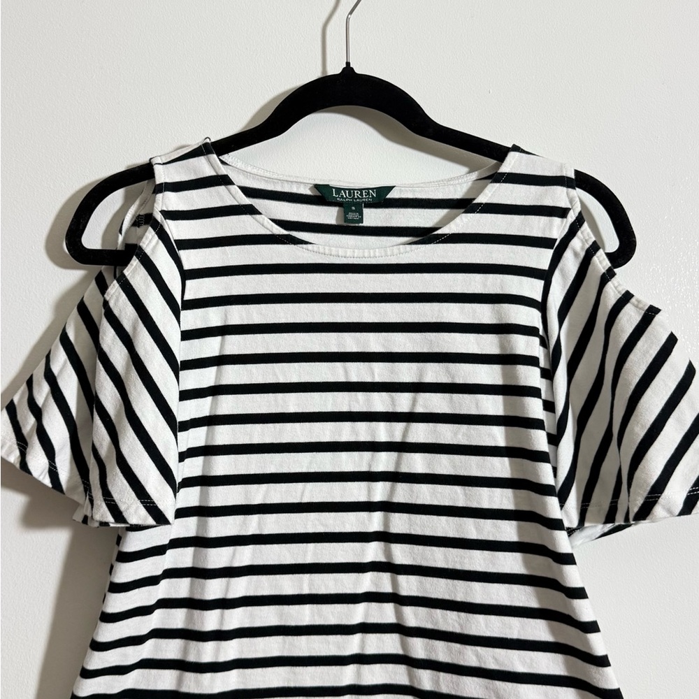 Ralph Lauren Black and White Striped Short Sleeve Top